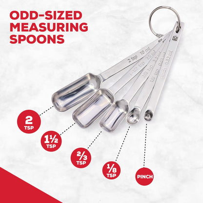 King Arthur Baking Company Spice Measuring Spoons, 18/8 Stainless Steel, 7-Piece Set, Precision Measures, For Baking And Cooking