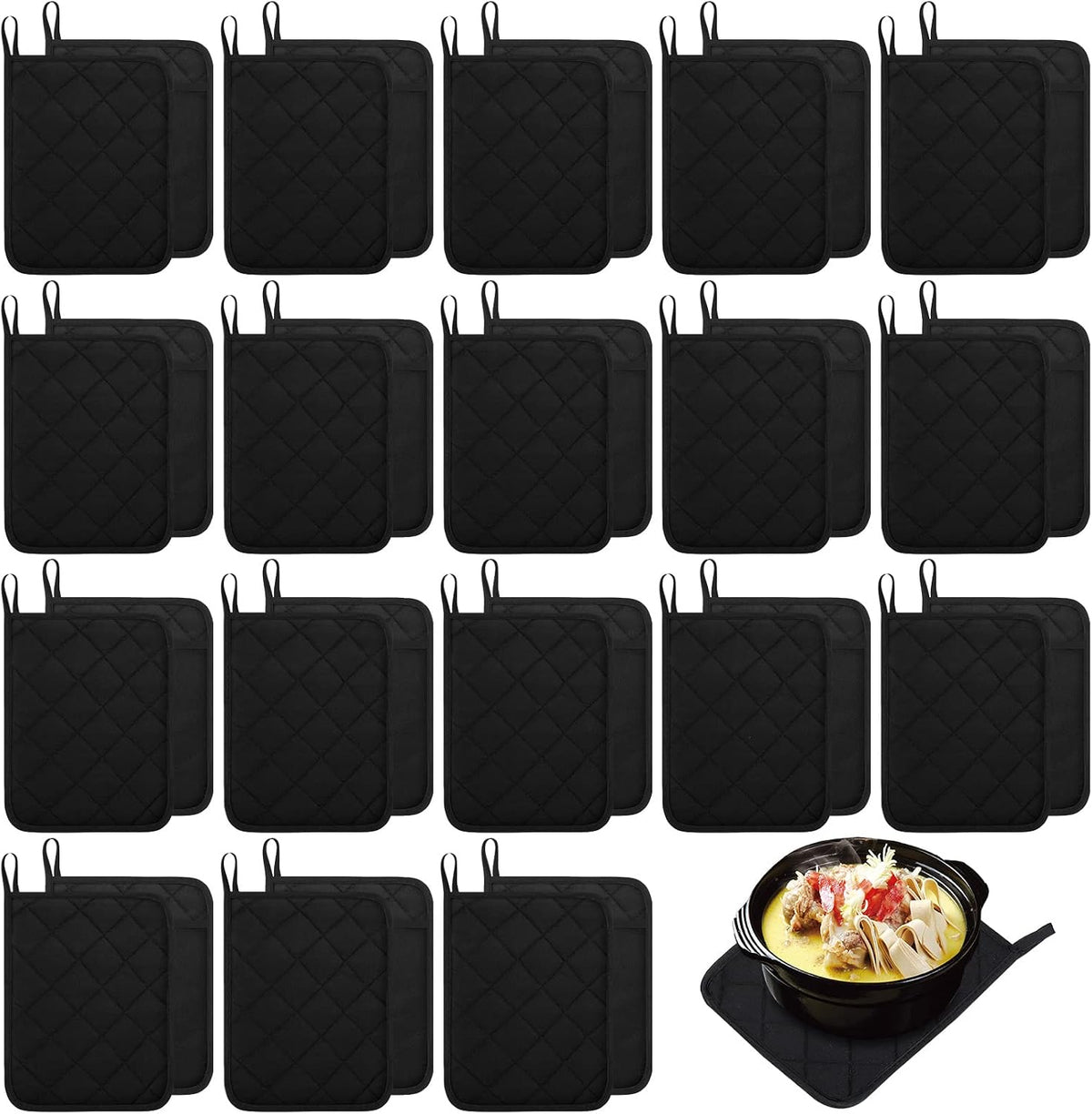 Hoolerry 7''x 9'' Sublimation Pot Holders with Pocket, Black