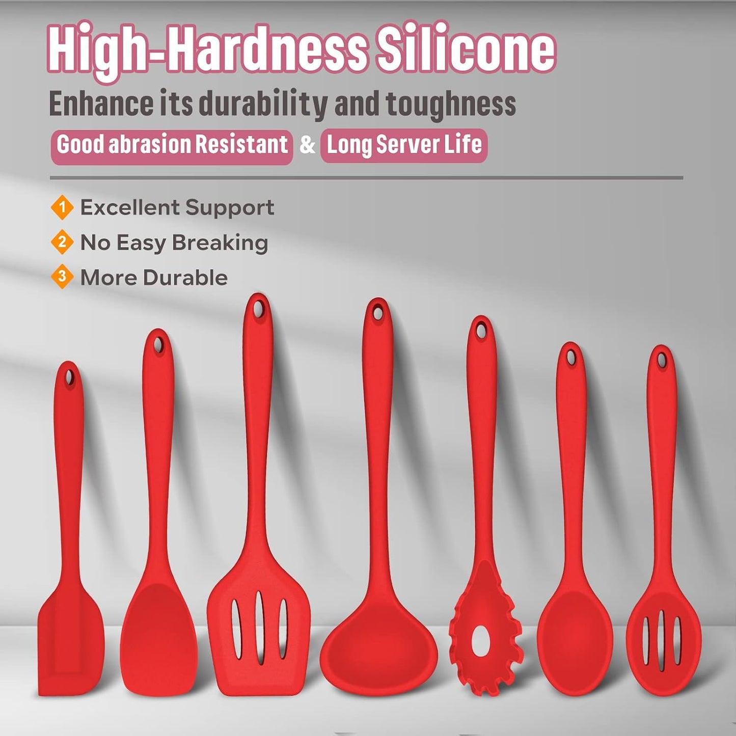 E-far Silicone Cooking Utensils Set, 7-Piece Black Heat Resistant Kitchen Utensils Set, Kitchen Nonstick Tools Spatula Ladle Spoon Pasta Server for Non-stick Cookware, Non-Toxic & Dishwasher safe