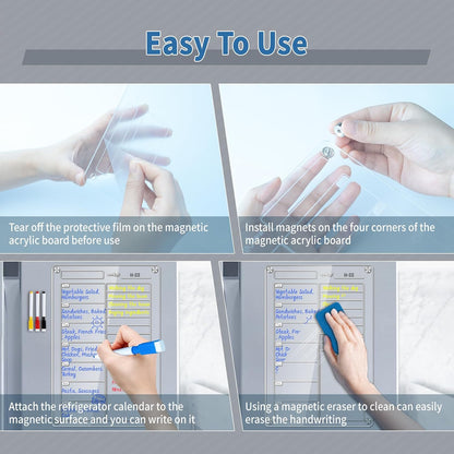 Acrylic Magnetic Meal Planner 8"x12", Magnetic Refrigerator Dry Erase Board Weekly Meal Planner for Fridge, to-Do Shopping List Chore Chart (Weekly)