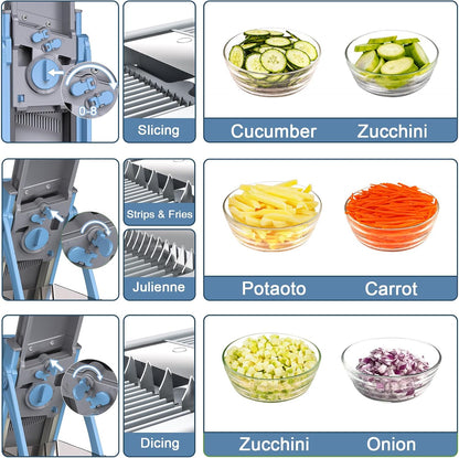 Jonscook All-in-1 Update Safe Mandoline Slicer for Kitchen, Food Chopper with Container, Thickness Adjustable Vegetable Chopper, Potato French Fry Cutter Tomato Apple Slicer Onion (BlackKnight)