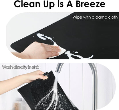 Extra Large Silicone Mat, 31.5x23.6 Inch Heat Resistant Mat for Kitchen Counter, Non Stick Silicone Baking Mat for Dough and Pastry, Thick Silicone placement Countertop Protector, Black countertop mat