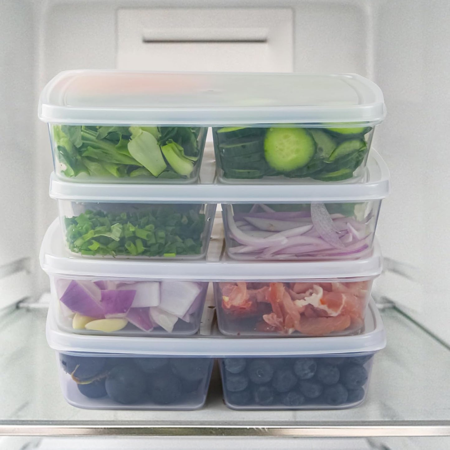 4 Pcs Reusable 4 Compartment Food Storage Containers with Lids, Food Containers for Storing fruits, Meat, Vegetables.
