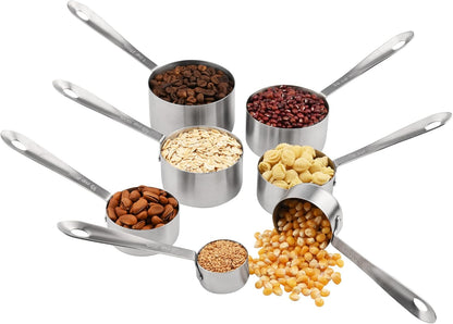 Measuring Cups and Spoons Set of 12, Stainless Steel Stackable Measuring Cups and Spoons Set With Leveler, Metal Measuring Spoons and Cups for Dry or Liquid Ingredients During Kitchen & Baking