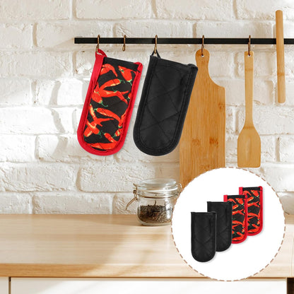 4 Pieces Hot Handle Covers Heat Resistant Pot Sleeve Grip Cotton Cast Iron Skillet Handle Covers Non-Slip Machine Washable Handle Mitts for Baking Cooking BBQ Kitchen Cookwares