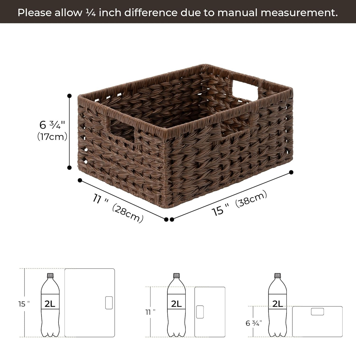 GRANNY SAYS Wicker Storage Baskets for Shelves, Water Hyacinth Basket with Scalloped Edge, Storage Wicker Baskets for Pantry, Large, 2-Pack