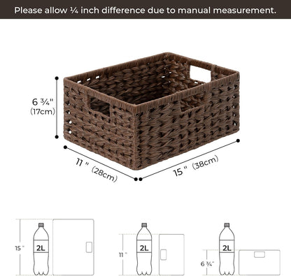 GRANNY SAYS Wicker Storage Baskets for Shelves, Water Hyacinth Basket with Scalloped Edge, Storage Wicker Baskets for Pantry, Large, 2-Pack