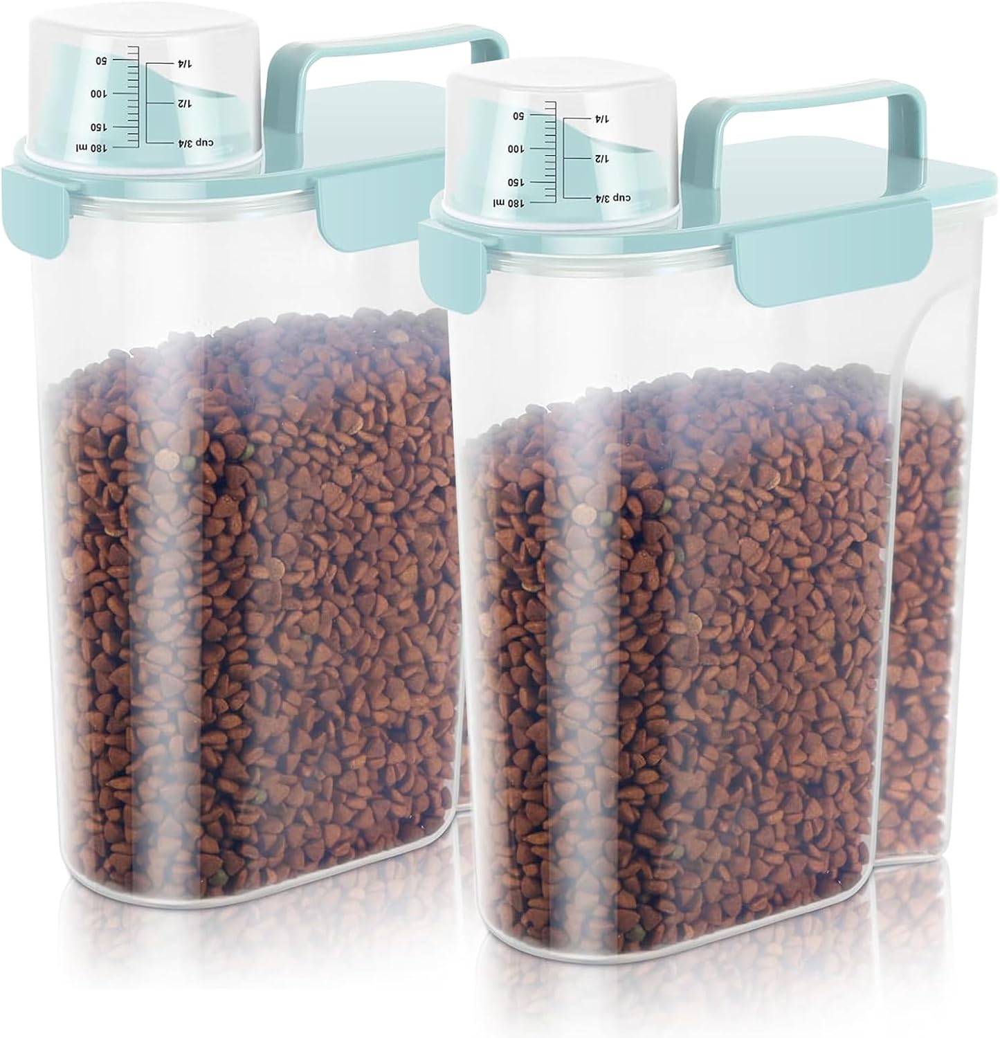 LEAWALK 5-7Lbs Cat Dog Storage Container, Portable Pet Food Containers with Upgraded Large Spout and Cup, Small Animal Kibble Dispenser for Bird Seed, Oatmeal, Rice, Flour, Brown Sugart-Dark Green