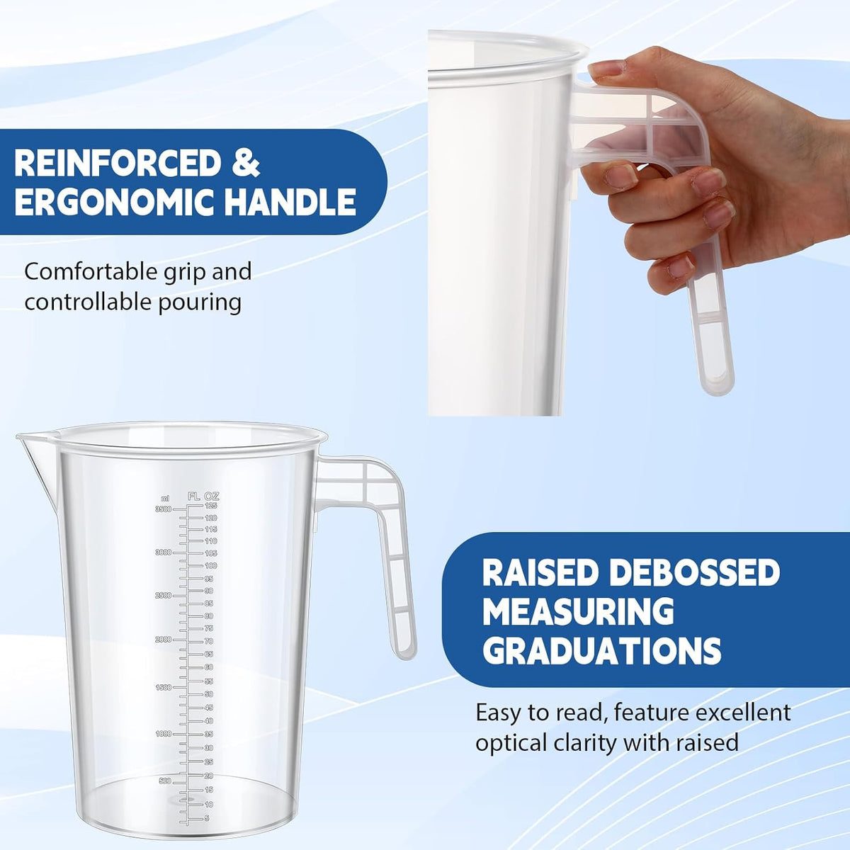 6 Pack 2 Liters/2000 ml Plastic Measuring Pitchers Graduated