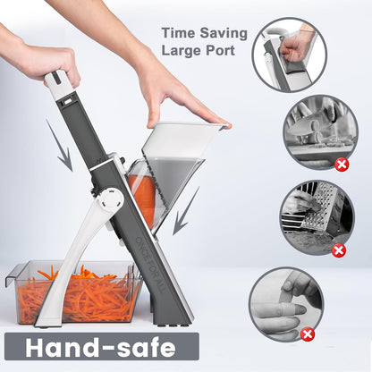 SupMaKin Upgrade Safe Mandoline Slicer Plus, Vegetable Chopper, Potato Slicer, Food Slicer Onion Chopper, Fry Cutter, Veggie Salad Dicer Kitchen Chopping Artifact Gifts (Blue)