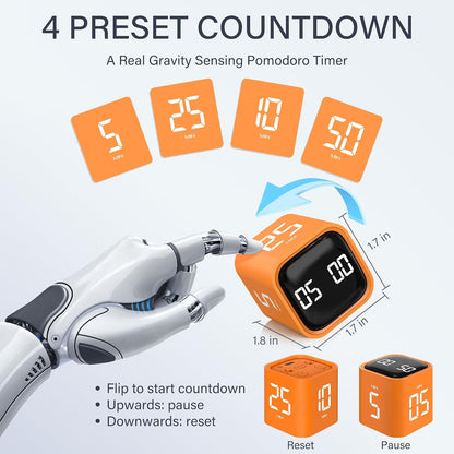 Rotating Productivity Timer 5/25/10/50, Desk Flip Timer, ADHD Tool