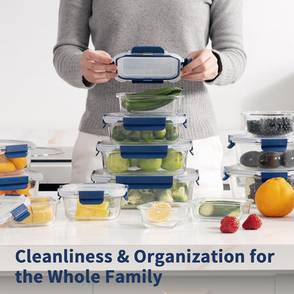 GENICOOK Glass Food Storage Containers With Glass Lids Bento Box Set Lunch Box Eco Friendly Meal Prep Containers Airtight – Plastic Free, Silicon Sleeve Bpa Free 4.4cup/ 5 * 1050ml