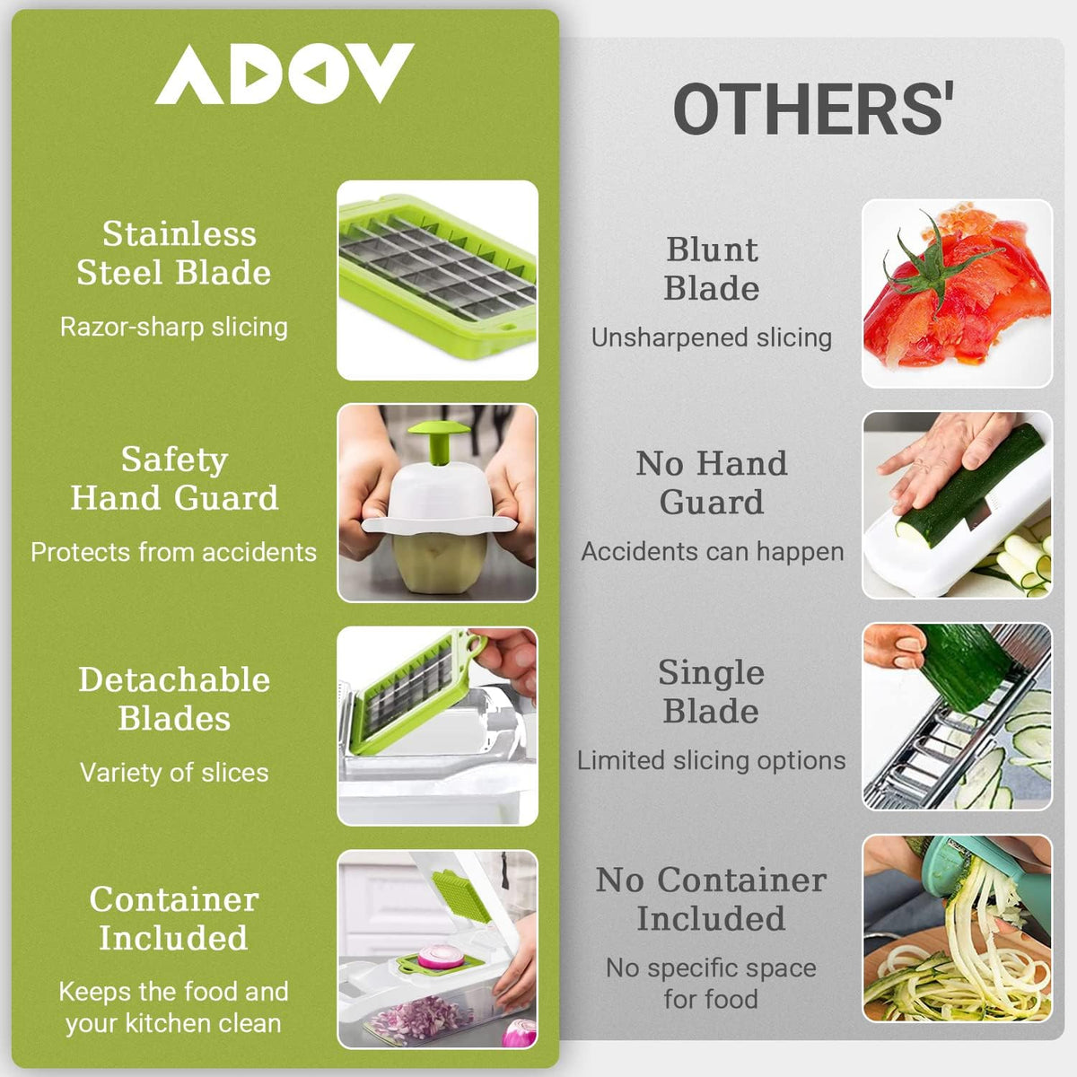ADOV Vegetable Chopper With Container, Mandoline Slicer For Kitchen
