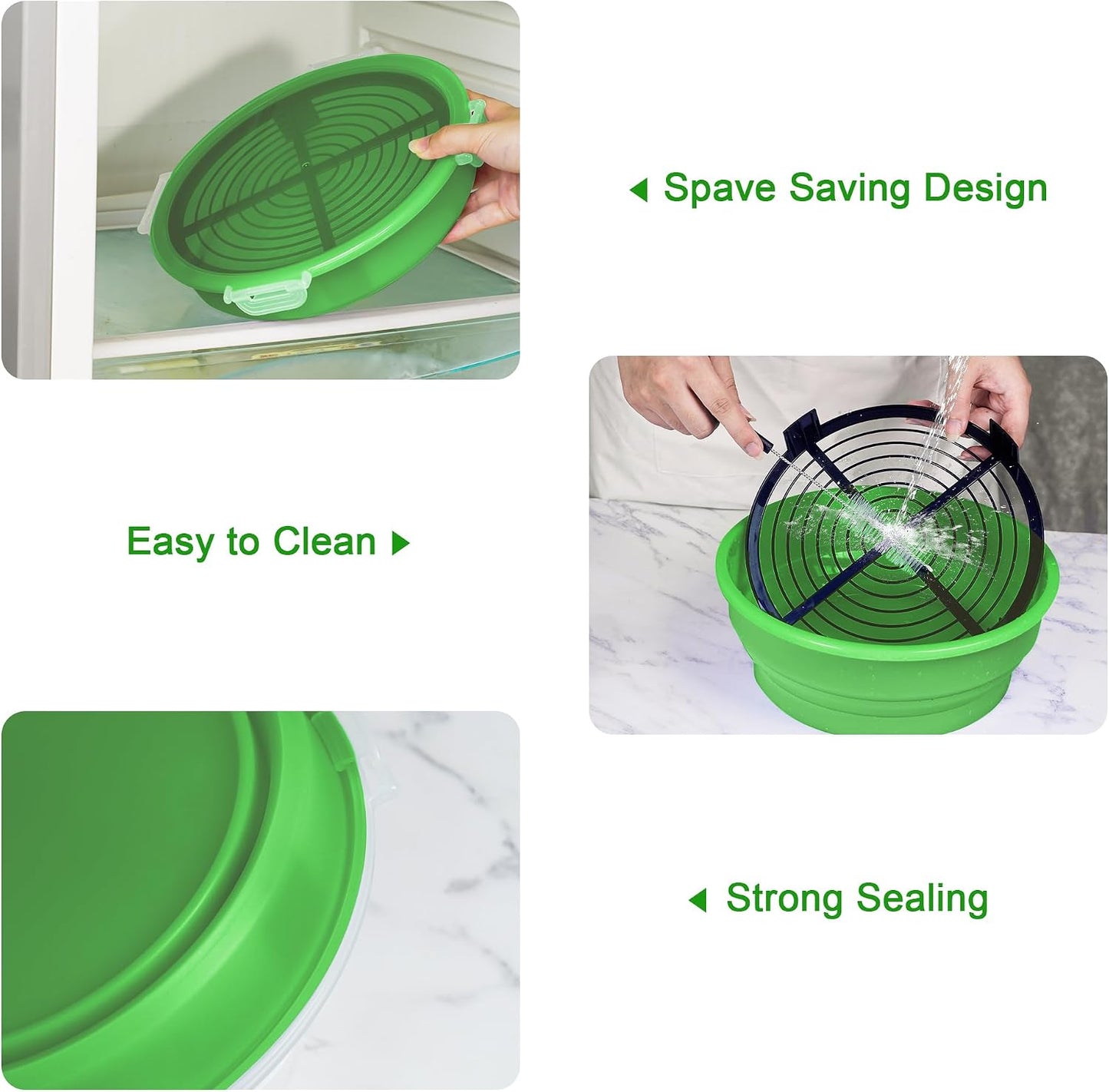 FJNATINH Collapsible Batter Bowl - Mess Free Better Breader Shaker Bowl with Lid Breading Shaker Container for Fried Fish, Fried Chicken, Onion Rings & More,No Leak,Easy to Store,Light Blue