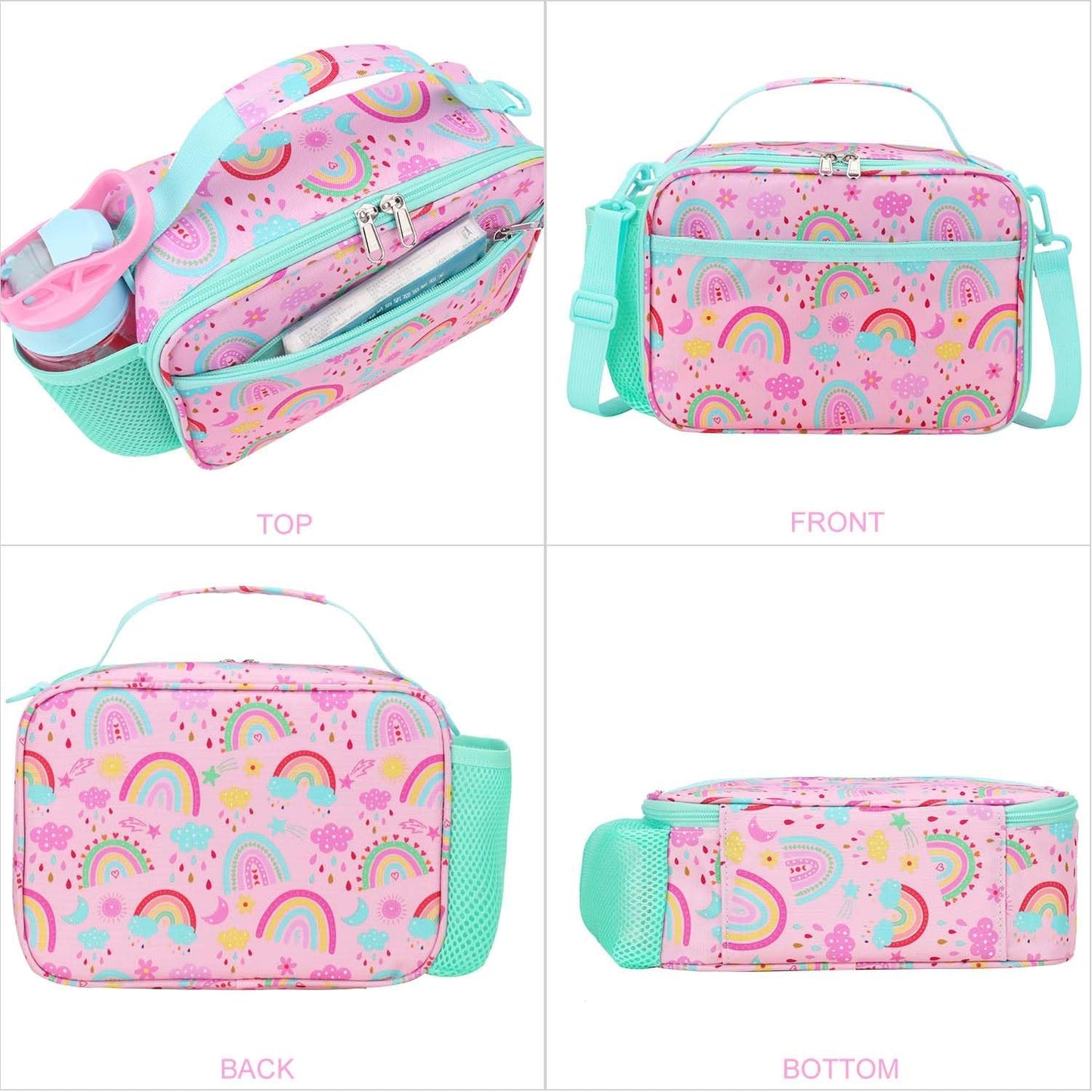 RHCPFOVR Kids Initial Lunch Bag - Insulated Lunch Box for Boys Girls,Washable Lunch Bag and Reusable Toddler Leak-proof Lunchbox for School and Daycare - Colors A