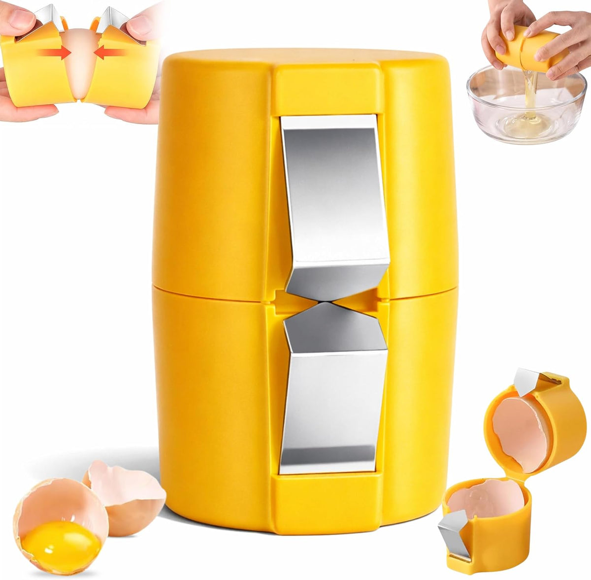 Egg Cracker & Egg Shell Opener Tool - Easy Egg Shell Cracker for Clean Shell Opening - Egg Opener & Kitchen Gadget for No Mess Breakfast & Meal Prep (Black)