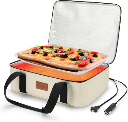 Food Warmer Electric Casserole Carrier - Large Heated Lunch Bag for Car Truck, 12V/24V/110V, Thermos for hot food for Potluck Cookouts Parties Picnic,Lasagna Lugger,Fits 9"x13" Baking Pan (Navy)