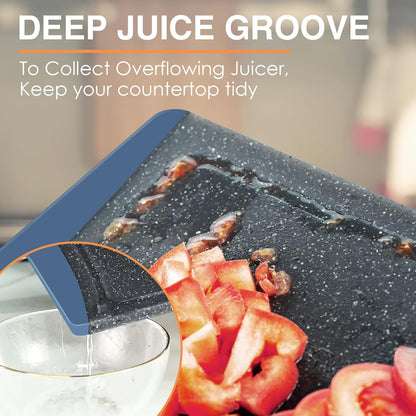 Extra Large Cutting Boards, Plastic Cutting Boards for Kitchen (Set of 3) Cutting Board Set Dishwasher Chopping Board with Juice Grooves Easy-Grip Handles, Dark Grey, Empune
