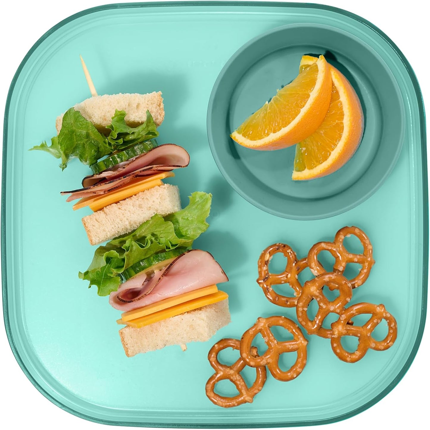Madesmart Dipware Reusable Dining Plate/Serving Tray for Appetizers and Snacks, Food-Safe Appetizer Serving Platter with Removable Dip Bowl, Midnight