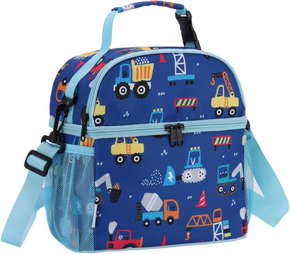VASCHY Lunch Box Bag for Kids, Insulated Double Compartments Cooler Lunch Tote for Toddlers Boys Girls School/Daycare/Picnic Black Dinos