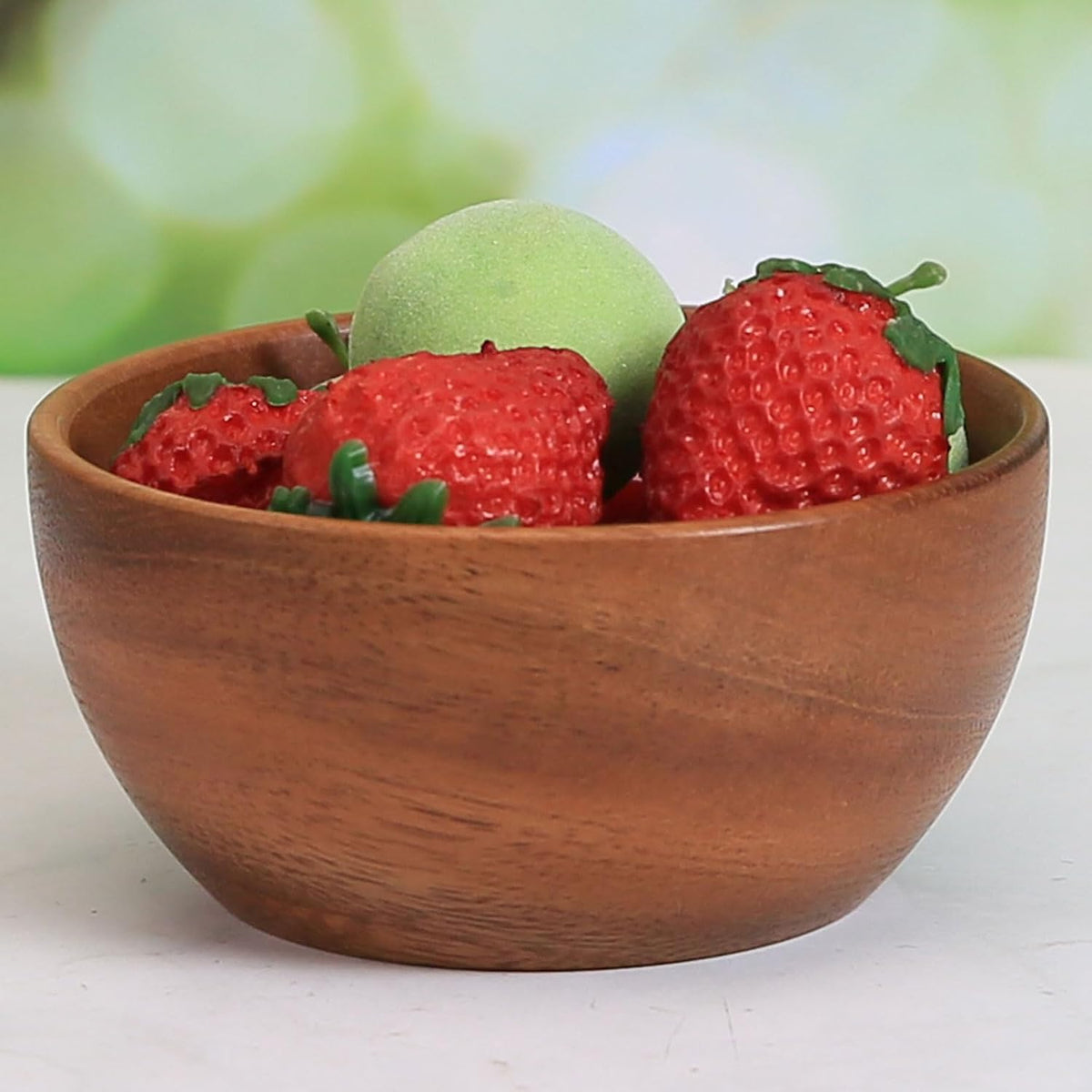 Acacia Wooden Bowls Set, Small Pinch Bowls for Sauces/Dips/Condiments, Mini Serving Bowls for Snacks/Appetizers/Side Dishes/Charcuterie Board, 3 oz Wooden Ramekins, Handmade Reusable, 4 pcs