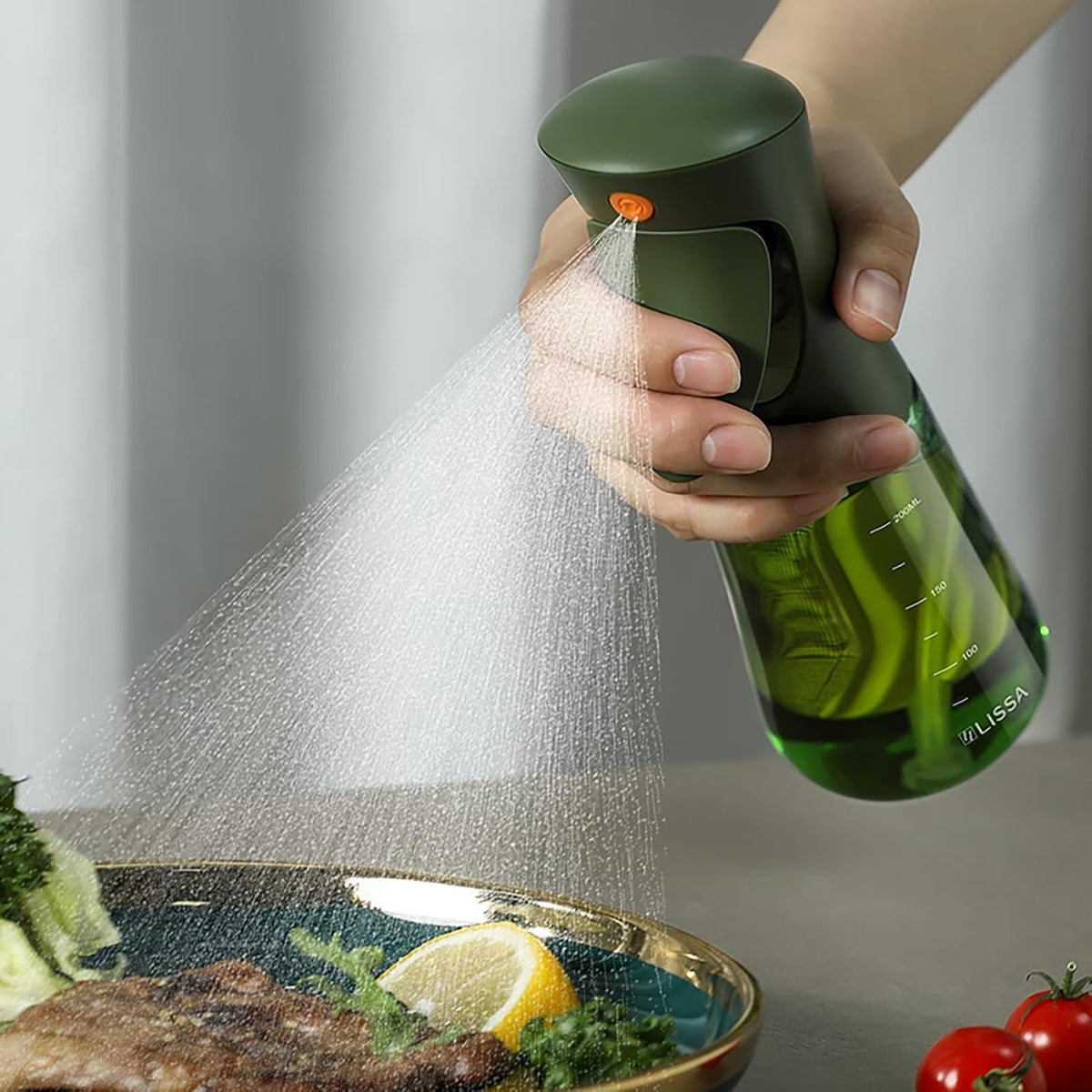 Light-Proof Glass Oil Sprayer For Cooking Air Fryer Salad BBQ,250ml Olive Oil (1)