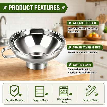 5 Pack Stainless Steel Canning Funnel for Filling Mason Jar
