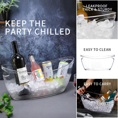 Ice Buckets for Parties, 2 Pcs Clear Acrylic Ice Bucket Bowls, 5.5L Champagne Wine Bucket with Scoops & Wine Bottle Opener, Mimosa Bar Supplies Beverage Tub for Beer Sparkling Wine Cocktails