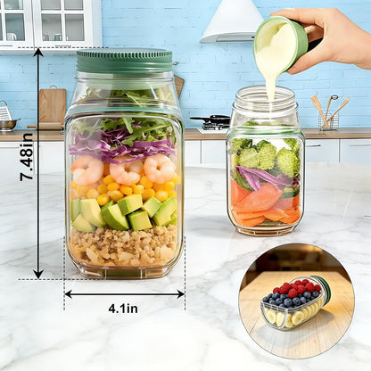 Vegetable Chopper with Container & Side-Opening Salad Jar,Kitchen Prep Tool