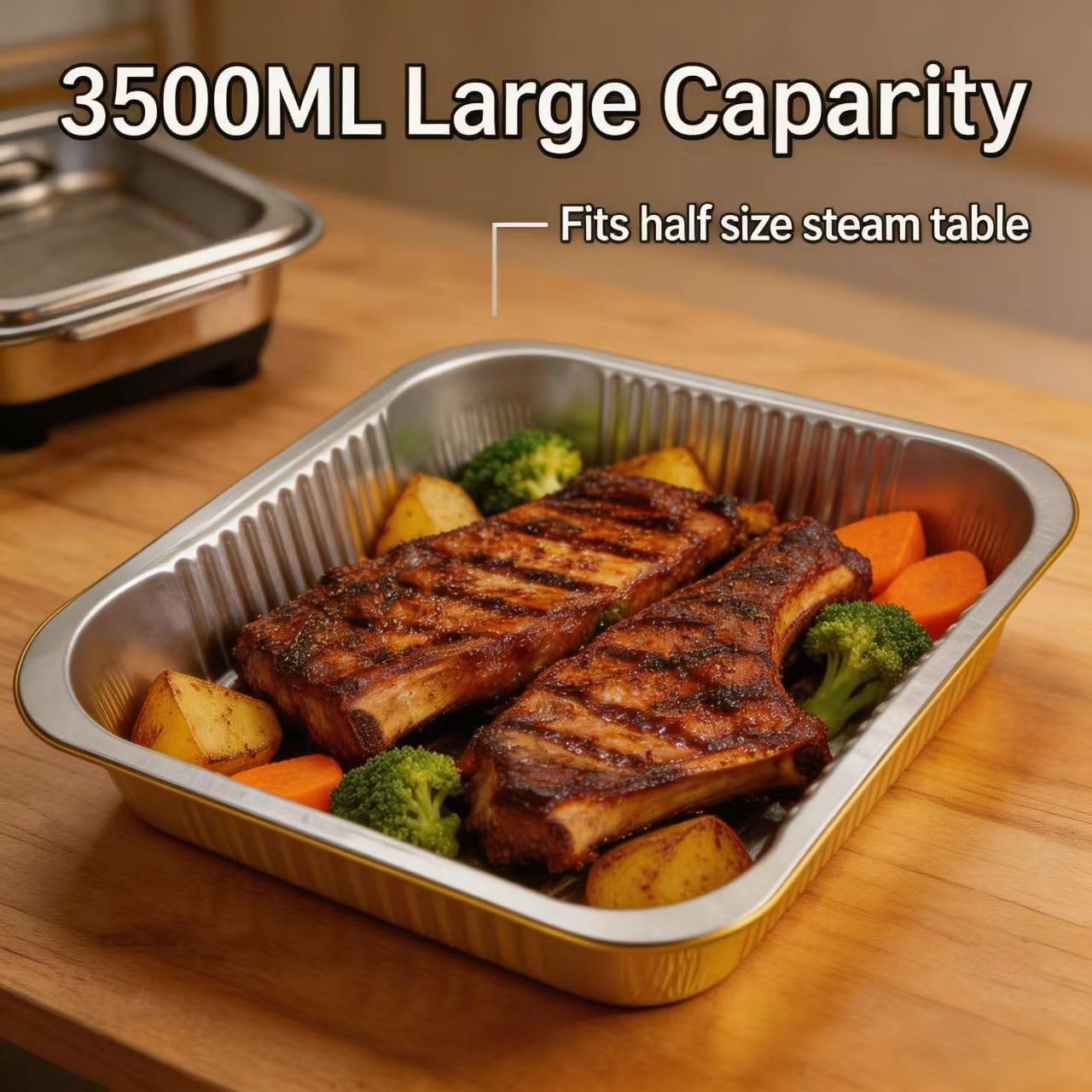 Aluminum Foil Pans with lids 10pack Heavy Duty 2LB Small foil pan 8.5"×6" Disposable, For Microwave & Oven Safe Cooking,Baking,A takeaway food container,Gold