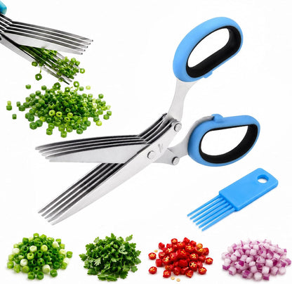 5-Layer Vegetable Shears, Multipurpose 5 Blade Scissors，Green