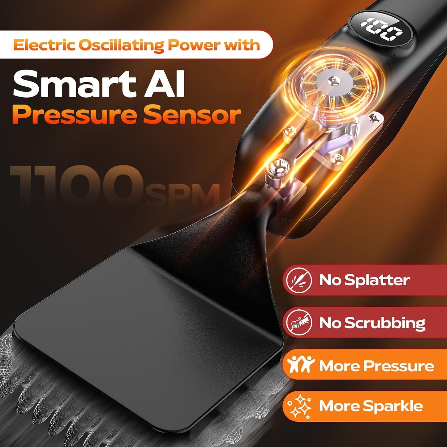 Reciprocating Electric Grill Brush, Fire-Resistant BBQ Grill Brush, Bristle-Free Grill Brush for Outdoor Grill, Grill Cleaner with 3 Heads, Cordless Grill Cleaning Brush with 3600 mAn, Silver