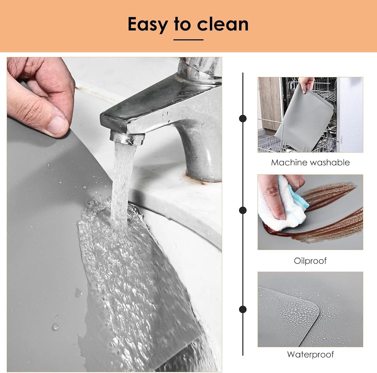 KitchenRaku Extra Large Silicone Mat for Kitchen Worktop Protector, Thickened Nonstick Heat Resistant Countertop Mat, Nonskid Placemat, Craft Mat, Table Mat (Grey, 23.6"x31.5")