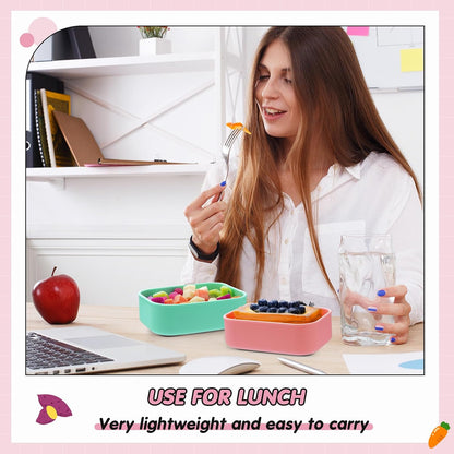 Layhit 4 Pcs Silicone Bento Box Lunch Box for Adult, 23.7 oz Reusable Sandwich Containers Food Storage with Lids Airtight for Lunch Meals Snacks, Dishwasher Freezer Safe (Matte Multicolor)