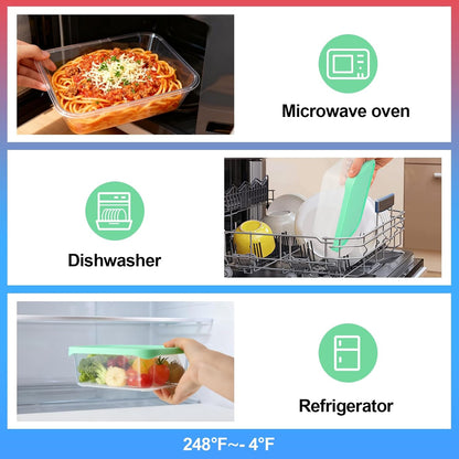 Quodac Food Storage Containers 4-Pack, 4.7 Cup Leakproof Lunch Boxes with Silicone Lids, Microwave & Dishwasher Safe, BPA-Free Meal Prep Containers