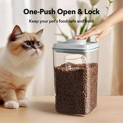 Ankou Dog Food Storage Container with 130ml Scoop – 4L/4.2qt Airtight Dog Food Container for Kibble & Treats, BPA-Free Cat Food Storage Container, Stackable Pop Lid Plastic Container with Lid
