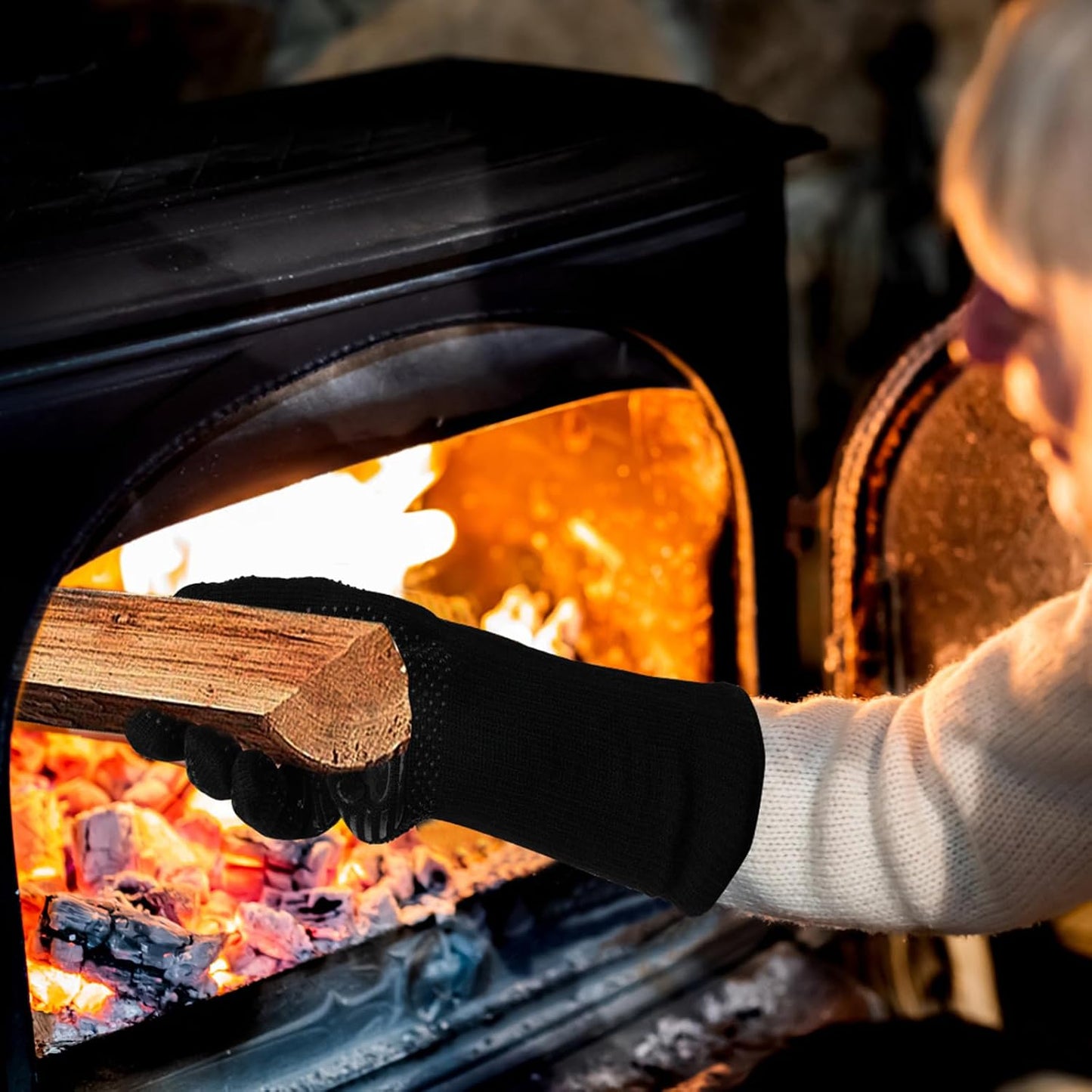 UBeesize Lengthen BBQ Gloves (Phoenix), 1472°F Heat Resistant Grill Glove, 14 inch Fireproof Oven Gloves for Cooking, Non-Slip Fire Glove for Grilling, Barbecue, Smoker, Baking, Frying