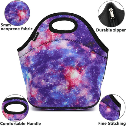 FlowFly Neoprene kids Lunch box Insulated Soft Bag Mini Cooler Thermal Meal Tote Kit for Boys, Girls,Men,Women,School,Work, Office,Black