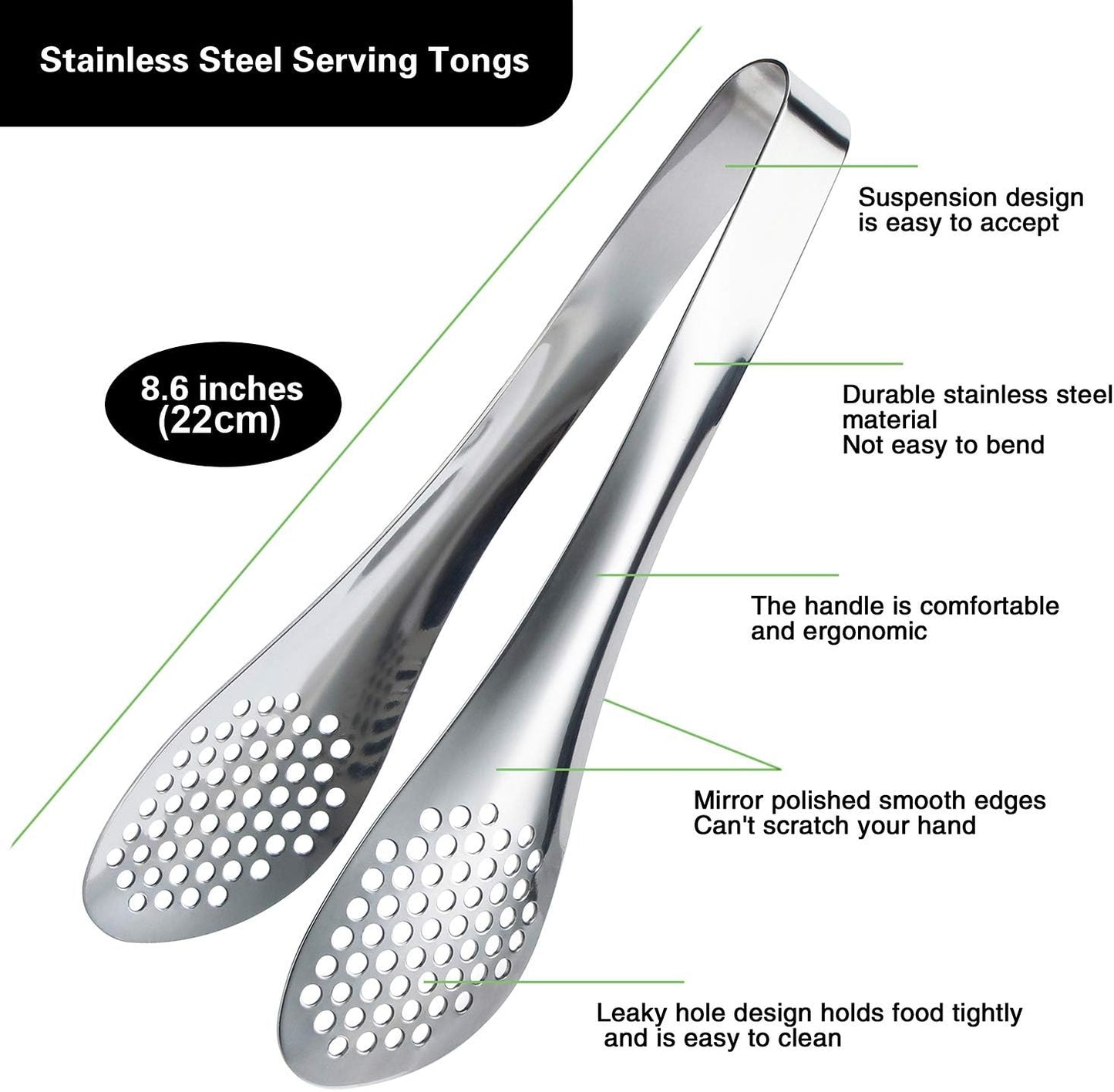 MSY BIGSUNNY Chef Kitchen Tongs Stainless Steel Food Serving Tongs Set Buffet tongs (silver 7" 9" & 11", 3 pack)