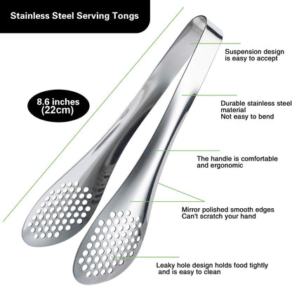 MSY BIGSUNNY Chef Kitchen Tongs Stainless Steel Food Serving Tongs Set Buffet tongs (silver 7" 9" & 11", 3 pack)