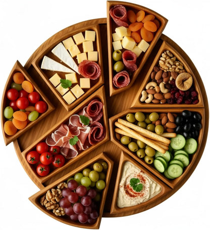 Decorative Wooden Puzzle Serving Tray, Entertainment Platter for Food and Drinks, Unique Fun Design(11.8in*11.8in)