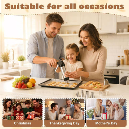 Cookie Press Gun Kit- Stainless Steel Cookie Shooter