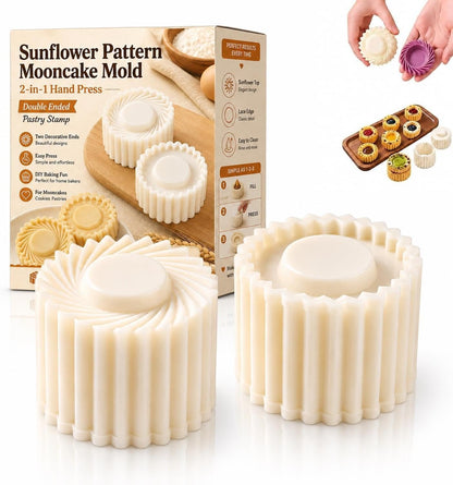 Mooncake Mold Sunflower Pattern Double Ended Hand Press Pastry Stamp