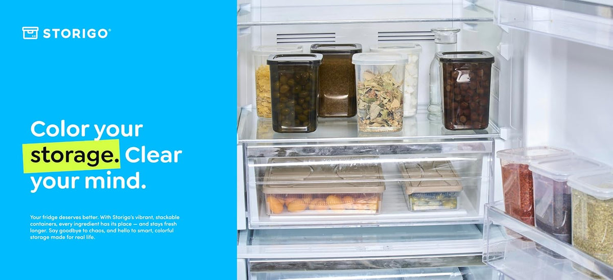 10 Pack 39 oz Airtight Food Storage Containers with Attached Hinged Lids – Stackable BPA Free Plastic Pantry Storage Containers for Flour, Sugar & Cereal – Clear Kitchen Containers