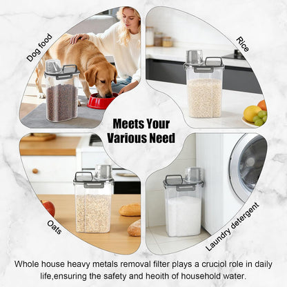 LEAWALK Airtight Small Cat Dog Pet Food Storage Containers BPA Free, with Large Pour Spout/1 Measuring Cup/ 4 Safety Locks and Double-layer Silicone Strip (Olive Gray x 2, 3L-2pack)