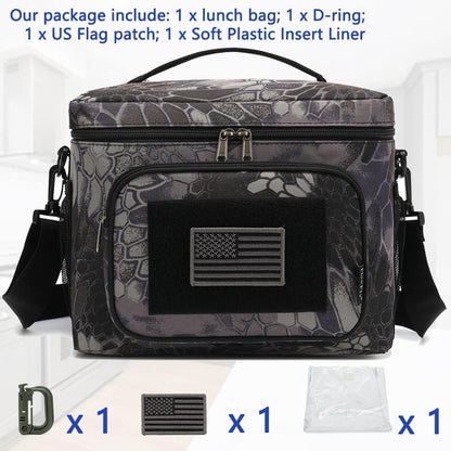 FlowFly Lunch Bag, Insulated Cooler, Thermal Lunch Box Tote with MOLLE/PALS Webbing, Adjustable Padded Shoulder Strap, for Tactical Men Women Adults and Boys Girls Kids (Cyan, Medium)