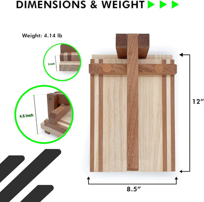 Wooden Tortilla Multi-Press,"12 Inch", Series 2,Corn Tortilla Press for Homemade,Roti, Burritos,Taco, Empanadas, tostones, hallacas and More, perfect for Your Home and Business