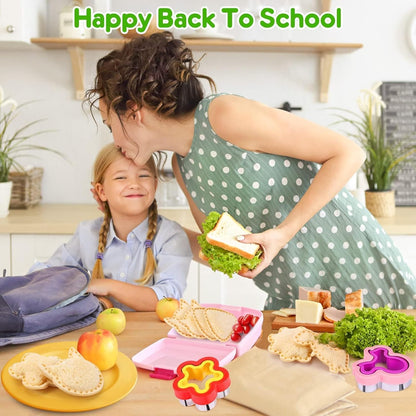 32PCS Sandwich Cutter and Sealer Set Sandwich Cutter for Kids, Vegetable Fruit Cutter Shapes with Food Picks for Kids School Lunch Bento Box Accessories Cookie Cutters