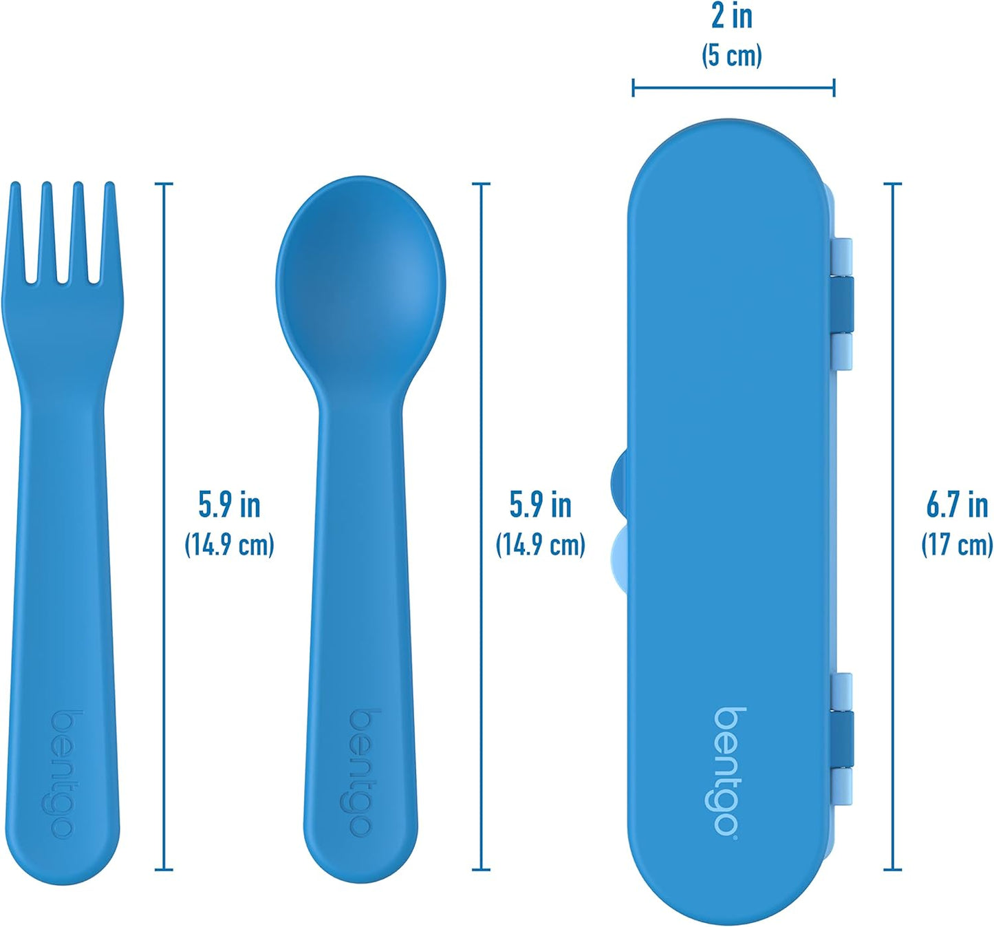 Bentgo Kids Utensil Set - Reusable Plastic Fork, Spoon & Storage Case - BPA-Free Materials, Easy-Grip Handles, Dishwasher Safe - Ideal for School Lunch, Travel, & Outdoors (Shark)
