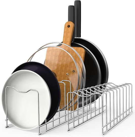 FLSEPAMB Pot Lid Organizer Pan Lid Organizer Kitchen Pot Lid Rack Suitable for Bakeware Dish Plate, Cutting Boards, Pots & Pans, Serving Trays, Reusable Holder